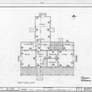 First floor plan, Green Hill, Hillsborough, North Carolina