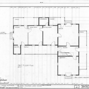 First floor plan, John Thomas Judd House, Holleman's Crossroads, Wake County, North Carolina