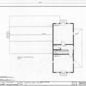 Second floor plan, John Thomas Judd House, Holleman's Crossroads, Wake County, North Carolina