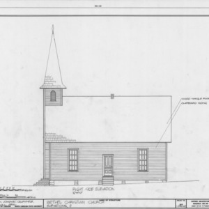 Side elevation, Bethel Christian Church, Holleman's Crossroads, Wake County, North Carolina