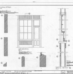 Office interior elevation and details, Samuel Holleman's Store, Holleman's Crossroads, Wake County, North Carolina