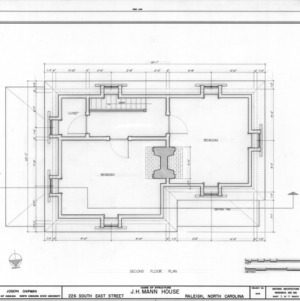 Second floor plan, Mann House, Raleigh, North Carolina