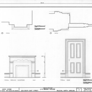 Fireplace and door details, Mann House, Raleigh, North Carolina