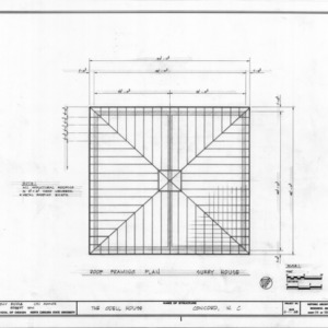 Roof framing plan of carriage house, John Milton Odell House, Concord, North Carolina