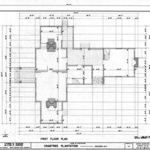 First floor plan, Crabtree Plantation, Raleigh, North Carolina