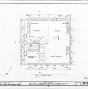 Second floor plan, Utzman-Chambers House, Salisbury, North Carolina