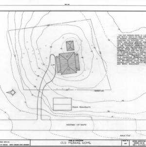 Site plan and notes, B. Frank Mebane House, Mebane, North Carolina