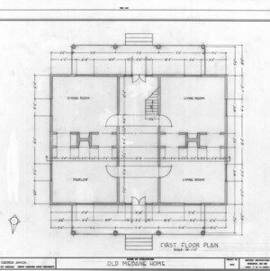 First floor plan, B. Frank Mebane House, Mebane, North Carolina