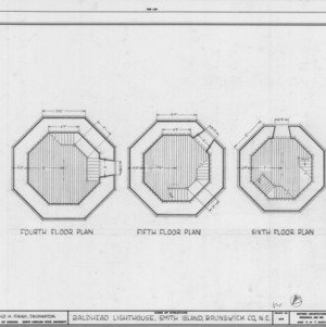 Fourth, fifth, and sixth floor plans, Bald Head Lighthouse, Brunswick County, North Carolina