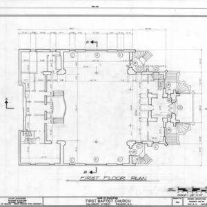 First floor plan, First Baptist Church, Raleigh, North Carolina