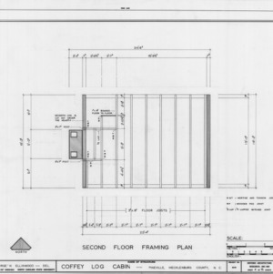 Second floor framing plan, Coffey Log House, Pineville, North Carolina