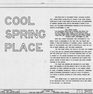 Title page, Cool Spring Place, Fayetteville, North Carolina