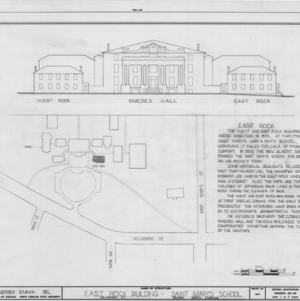 Title page with site plan and notes, St. Mary's School East Rock Building, Raleigh, North Carolina