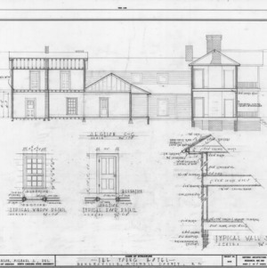 Longitudinal section and details, Young's Hotel, Bakersville, North Carolina