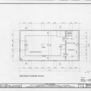 Second floor plan, Pittsboro Masonic Lodge, Pittsboro, North Carolina