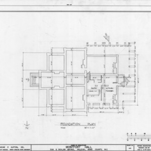 Foundation plan, Montfort Hall, Raleigh, North Carolina