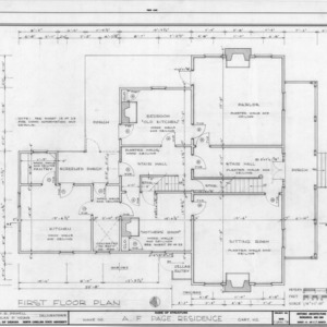 First floor plan, Ambassador Walter Hines Page Birthplace, Cary, North Carolina
