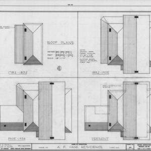 Roof plan phases, Ambassador Walter Hines Page Birthplace, Cary, North Carolina
