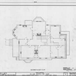 Second floor plan, William Worrell Vass House, Raleigh, North Carolina