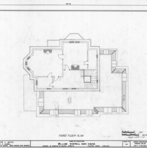 Third floor plan, William Worrell Vass House, Raleigh, North Carolina
