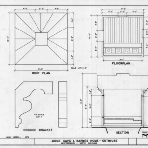Plans, detail, and longitudinal section of outhouse, David A. Barnes House, Hertford County, North Carolina