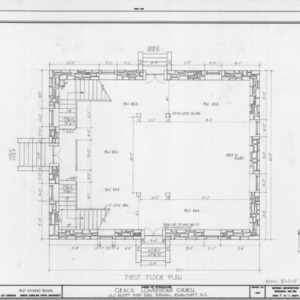 First floor plan, Grace Evangelical and Reformed (Lower Stone) Church, Rowan County, North Carolina
