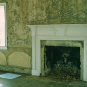 Interior view with fireplace, Quaker Meadows, Burke County, North Carolina