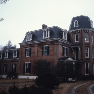 View with octagonal tower, The Cedars (Tate House), Morganton, Burke County, North Carolina
