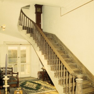 Interior view with stairs, Buckner Hill House, Duplin County, North Carolina