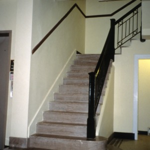 Interior view with stairs, Wilrik Hotel, Sanford, Lee County, North Carolina