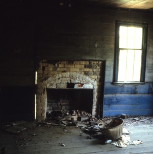 Interior view with fireplace, Harper House, Randolph County, North Carolina