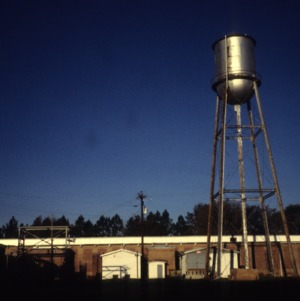 View with water tower, Edenton Cotton Mill, Edenton, Chowan County, North Carolina