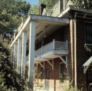 Porch with inner balcony, Page-Walker Hotel, Cary, Wake County, North Carolina