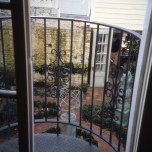 View of courtyard from balcony, Green-Parker-Tarwater House, Warrenton, Warren County, North Carolina