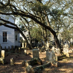 Cemetery with chapel, Old Burying Ground, Beaufort, Carteret County, North Carolina