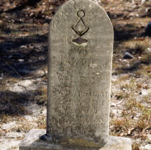 Grave of Jannie McAllister, Snow Hill Church, Cumberland County, North Carolina