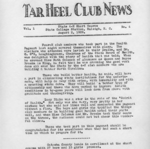 Tar heel club news. Vol. 1, no. 4. August 2, 1929