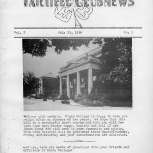 Tar heel club news. Vol. 5, no. 1. July 23, 1936
