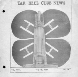 Tar heel club news, vol. 8, no. 1, July 25, 1939