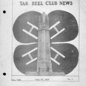 Tar heel club news, vol. 8, no. 3, July 27, 1939