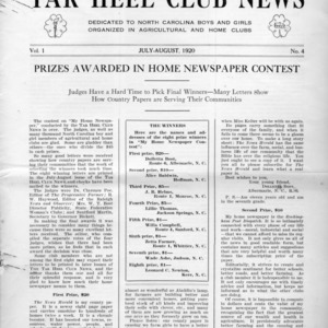 Tar heel club news, vol. 1, no. 4, July - August 1920 [ early printing press version]