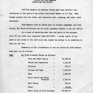 Contribution to the war effort by Alamance County 4-H club members during [World War II]