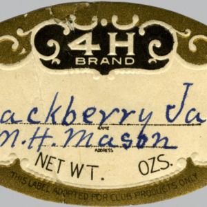Canning label- 4-H Brand, blackberry jam
