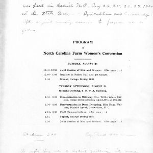 Program of North Carolina Farm Women's Convention