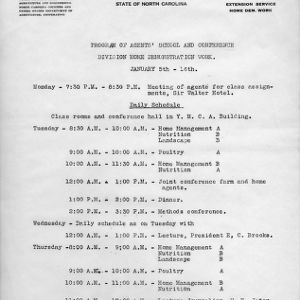 Program of agents' school and conference division home demonstration work