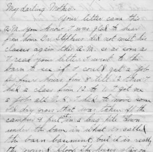 Letter from Azariah Graves Thompson, a student at North Carolina College of Agriculture and Mechanic Arts, to his mother, September 28, 1905