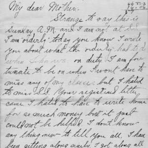 Letter from Azariah Graves Thompson, a student at North Carolina College of Agriculture and Mechanic Arts, to his mother, November 26, 1905