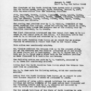 Minutes of the directors' meeting of the North Carolina Farm Bureau Federation, January 5, 1937