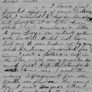 Letter from Walter Bullock to his sister, November 10, 1892