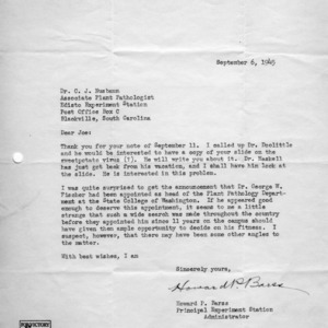 Letter from Barss to C. J. Nusbaum regarding State College of Washington appointment